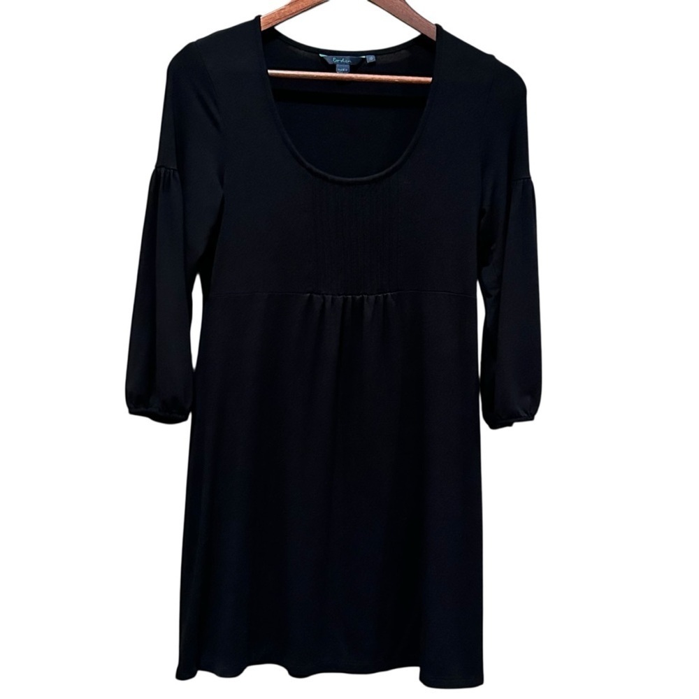 Boden Black Jersey 3/4 Length Sleeve Empire Waist Dress Women’s Size 10 WL520